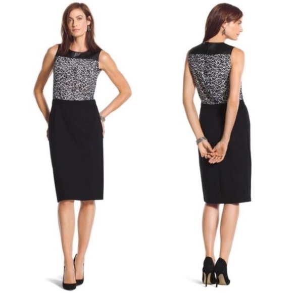 Chico’s Blocked Animal Mixed Fabric Hailey Dress Vanity Size 1.5 (Medium/US 10)‎ - Picture 1 of 8
